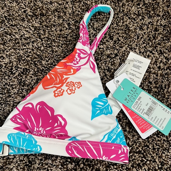 Seafolly Oasis Floral Longline Triangle White Top, NWT - Picture 3 of 5